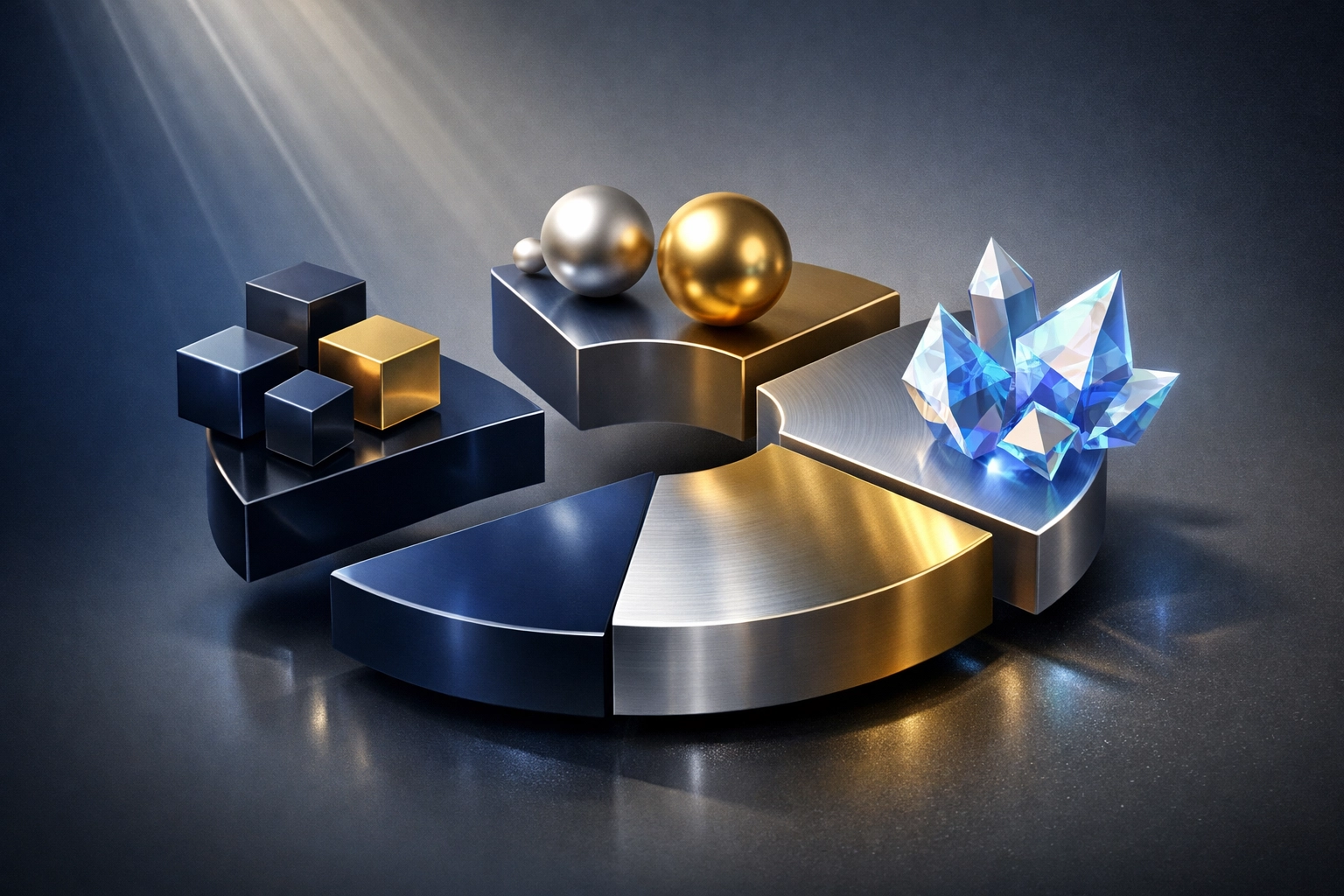 Diversified portfolio allocation showing traditional and digital asset classes in modern wealth management