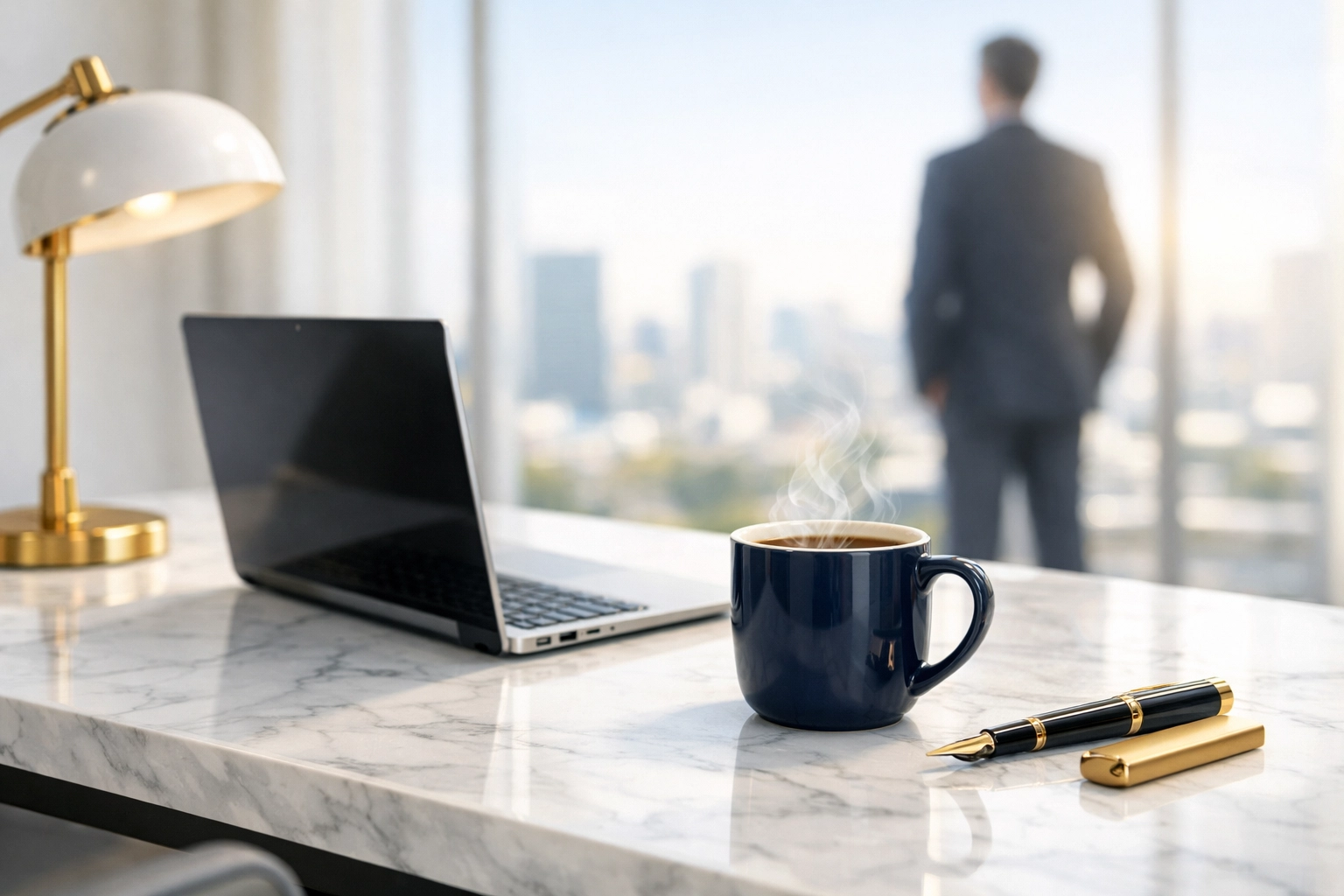 Business owner in a bright office reclaiming time by outsourcing manual bookkeeping tasks.