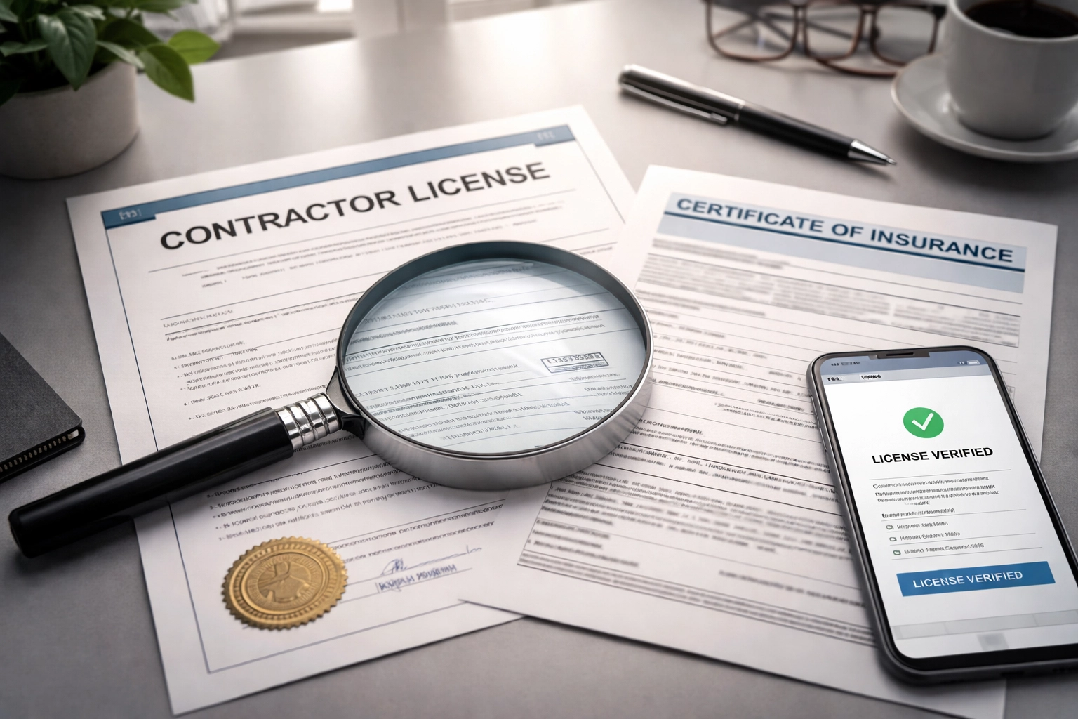 Vetting a contractor with license and insurance verification for a real estate renovation project