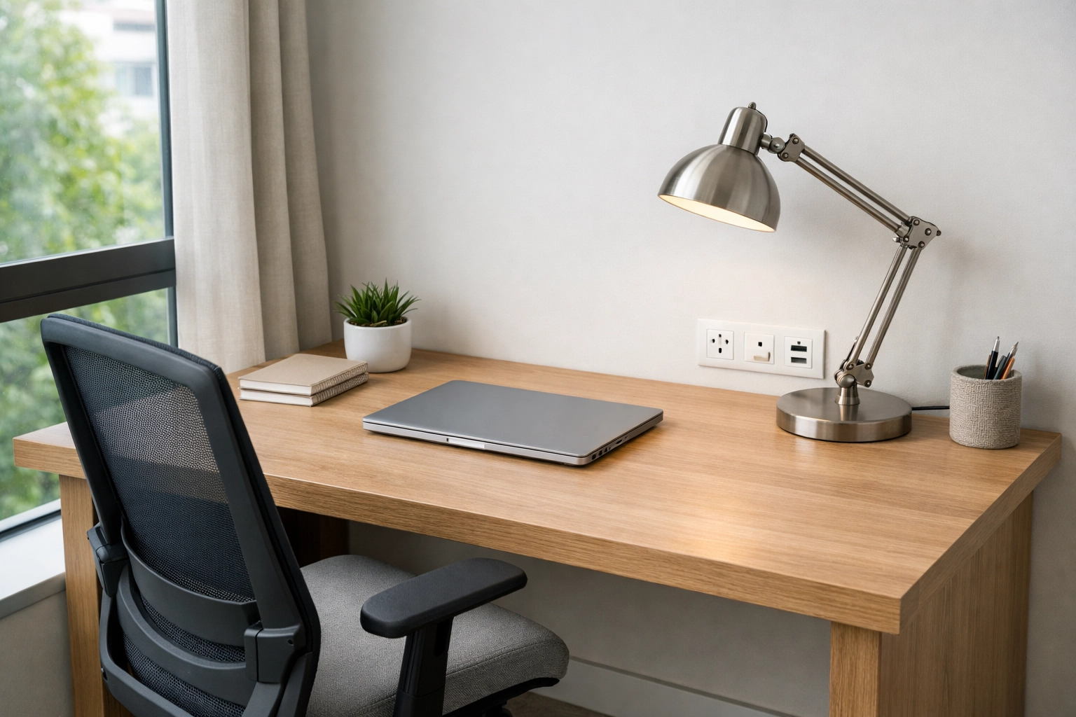 Bright, stylish bedroom