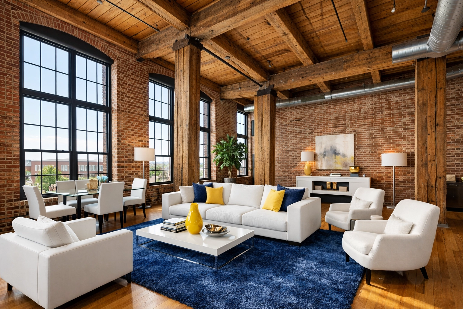 Deep cleaning Lowell lofts with historic exposed brick and timber beams for a dust-free home.