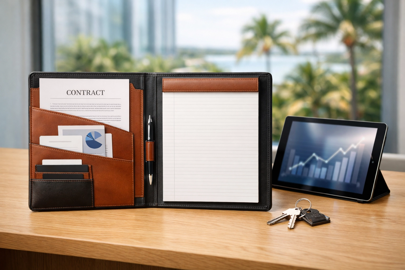 Professional folder and house keys representing organized retirement planning in Wesley Chapel FL.