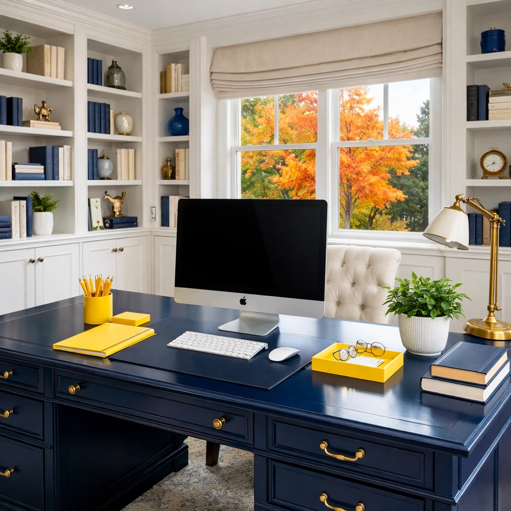 Clean and organized home office in Lexington MA from expert house cleaning services MA.