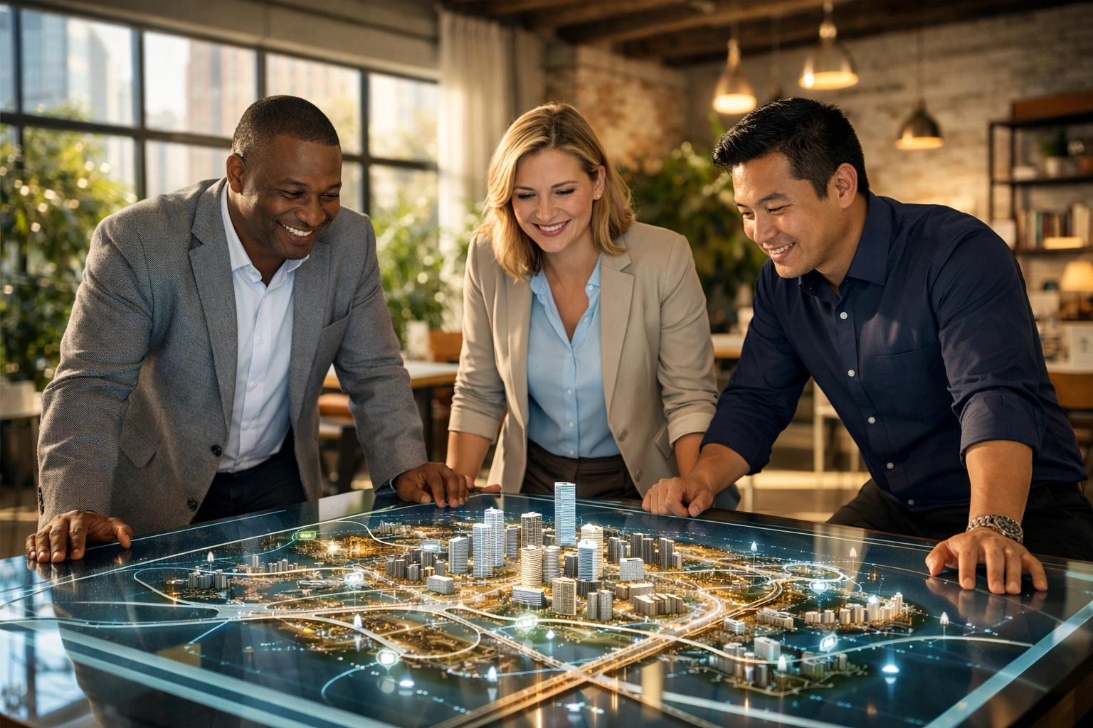 Business partners collaborating on strategic media and sponsorship goals within the Dakdan Worldwide ecosystem.