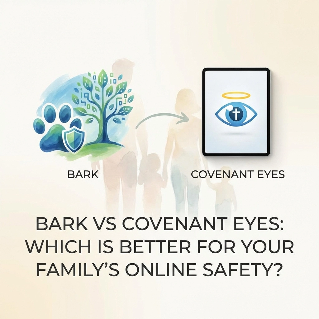 Let's be real, raising kids in the digital age is no joke. Between social media, online gaming, and the endless scroll of content available at their fingertips, it can feel overwhelming to keep your family safe online. As Christian parents, we have a responsibility to guide our children through this digital world while protecting their hearts and minds. Proverbs 4:23 reminds us, "Above all else, guard your heart, for everything you do flows from it." That's where parental control apps come in. And two of the biggest names you'll hear about are Bark  and Covenant Eyes . But which one is actually better for your family's digital safety? Let's break it down in plain English so you can make the best choice for your household.  What Is Bark?  Bark is a comprehensive monitoring app designed to help parents keep tabs on their kids' online activity. It scans texts, emails, social media platforms, and more, looking for red flags across 29+ categories of concerning behavior. We're talking about things like: Cyberbullying Signs of depression or anxiety Online predators Suicidal thoughts Sexual content Bark doesn't just block content, it alerts you when something concerning pops up so you can step in and have a conversation with your child. It also includes screen time management tools and location tracking, making it a pretty robust all-in-one solution for Christian family digital safety.  What Is Covenant Eyes?  Covenant Eyes takes a different approach. Instead of broad monitoring, it focuses specifically on accountability for sexual content . The philosophy behind Covenant Eyes is rooted in biblical principles, specifically, the idea of confession and transparency. Rather than just blocking inappropriate content (though it does that too), it encourages users to be accountable to someone they trust. Here's how it works: Covenant Eyes monitors internet browsing activity and sends reports to an accountability partner. This could be a spouse, parent, or trusted friend. The goal is to create an environment where honesty and openness help fight temptation. For families dealing specifically with pornography concerns, this faith-based accountability model can be incredibly powerful.  Bark Vs Covenant Eyes: The Key Differences  Now let's get into the nitty-gritty. Here's how these two parental controls stack up against each other.  Monitoring Scope  Bark  casts a wide net. It monitors texts, emails, YouTube, and over 30 social media platforms. It's looking for all kinds of dangers, not just sexual content, but also signs of mental health struggles, bullying, and online predators. Covenant Eyes  is laser-focused on one thing: sexual content. If your primary concern is protecting your family from pornography, this is its specialty. But it won't catch cyberbullying or alert you if your teen is showing signs of depression. Winner:  Bark, if you want comprehensive coverage. Covenant Eyes, if pornography is your main concern.  The Approach to Safety  This is where things get interesting, and where your family's values really come into play. Bark  operates on a parental oversight model. You're the one getting the alerts. You're the one stepping in when problems arise. It puts parents in the driver's seat. Covenant Eyes  uses an accountability model. It's built on the idea that transparency and confession lead to real change. Instead of just catching bad behavior, it encourages users to own their struggles and be honest with someone they trust. For families who want to teach their kids (especially teens) about self-accountability and walking in the light, Covenant Eyes aligns beautifully with biblical principles like James 5:16: "Therefore confess your sins to each other and pray for each other so that you may be healed." Winner:  Depends on your parenting philosophy. Both approaches have merit.  Screen Time Management  Here's a big one for busy families. Bark  includes solid screen time scheduling tools. You can create custom rules for school time, bedtime, and free time. You can block specific apps during certain hours. It's flexible and practical. Covenant Eyes  offers zero screen time management features. None. If managing how much time your kids spend on devices is important to you, this is a significant gap. Winner:  Bark, hands down.  Device and Family Coverage  Bark  covers unlimited devices and unlimited children for one flat price. Whether you have two kids or seven, you're paying the same amount. Covenant Eyes  charges per device. If you've got a big family with multiple phones, tablets, and computers, this can add up fast. Winner:  Bark, especially for larger families.  Pricing Breakdown  Let's talk money, because budgets matter. Feature Bark Covenant Eyes Annual Cost $99 (Premium) or $49 (Jr) $184/year ($17/month) Devices Covered Unlimited Per device Children Covered Unlimited Per user  Bark is significantly more affordable, especially when you factor in the unlimited device coverage. For families stretching their budgets, this is a big deal. Covenant Eyes is pricier, but some families find the specialized accountability approach worth the investment.  Which One Should You Choose?  Alright, let's make this simple.  Choose Bark If:  You want comprehensive monitoring across multiple categories Screen time management is important to your family You have multiple kids and devices You're looking for budget-friendly parental controls You want location tracking features You prefer a broad parental oversight approach Choose Covenant Eyes If:  Your primary concern is protecting against pornography You value the biblical accountability model You want to teach your teen about transparency and confession You're willing to invest more for a specialized tool You prefer an approach that emphasizes trust over surveillance  Can You Use Both?  Here's a thought: some families actually use both apps together. Bark handles the broad monitoring, screen time limits, and location tracking. Covenant Eyes provides that extra layer of accountability specifically for sexual content. Is it necessary? Not for everyone. But if pornography is a particular struggle in your household and you also want comprehensive digital safety, combining the two could be a powerful solution.  A Few Final Thoughts  No app is a replacement for good old-fashioned parenting. These tools are just that: tools. They're meant to help you protect your kids, not replace honest conversations about faith, purity, and navigating the online world. Make sure you're talking to your kids about why you're using these apps. Frame it as protection, not punishment. Help them understand that guarding their hearts and minds is a biblical principle, not just a bunch of rules. And remember: the goal isn't to spy on your kids forever. It's to train them up so that eventually, they can make wise choices on their own. Proverbs 22:6 says, "Train up a child in the way he should go; even when he is old he will not depart from it." Whether you choose Bark, Covenant Eyes, or both, you're taking an important step toward Christian family digital safety. And that's something to feel good about.  Quick Recap  Bark Covenant Eyes Best For Comprehensive safety Pornography accountability Monitoring 29+ categories Sexual content only Screen Time Yes No Pricing $99/year (unlimited) $184/year (per device) Approach Parental oversight Biblical accountability  Both are solid options. It just comes down to what your family needs most. Got questions about keeping your family safe online? Check out more resources at laynemcdonald.com  for faith-based guidance on navigating the digital world.