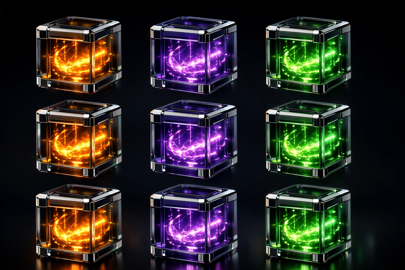 Futuristic isolated data cores symbolizing secure database separation in UK-hosted apprenticeship software.