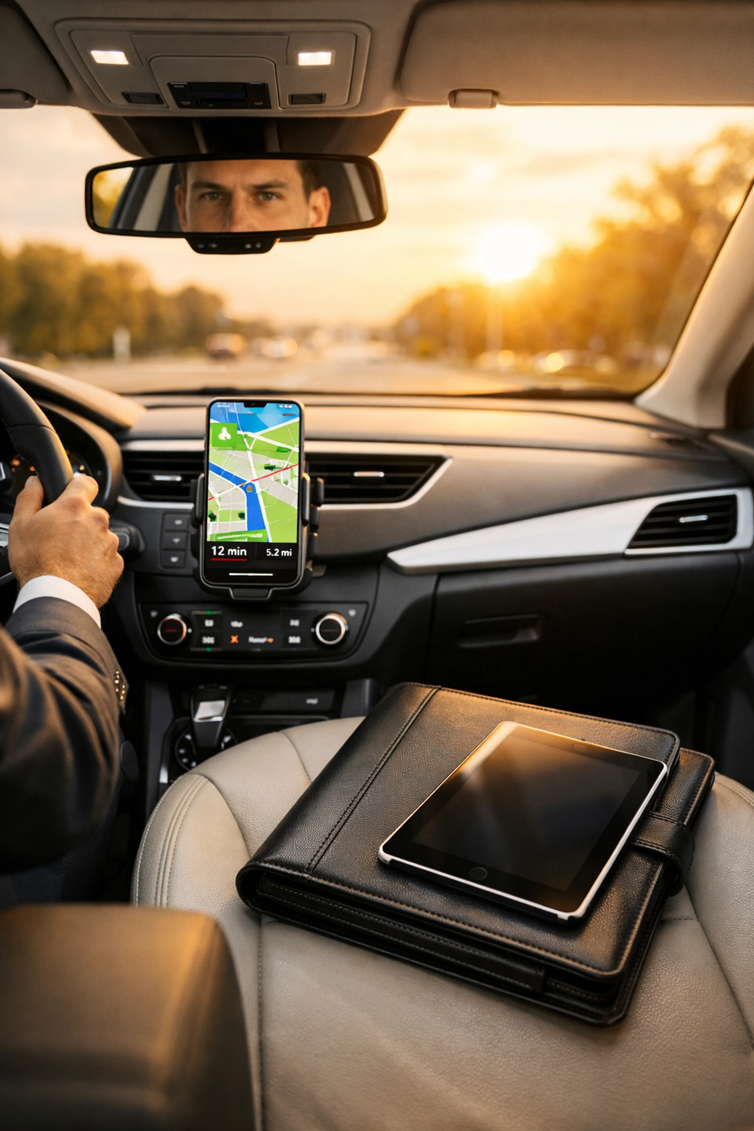 Professional rideshare driver treating their vehicle as a mobile office for tax deductions for freelancers.