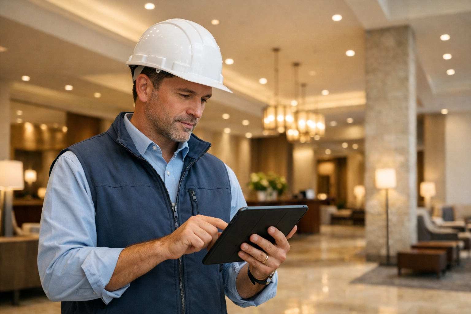 A licensed inspector performing a 40 year building recertification for a South Florida commercial property.