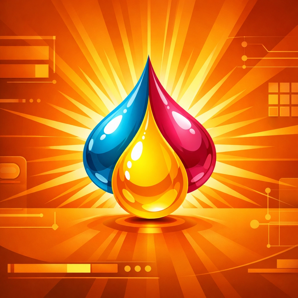 Eco-friendly vegetable-based ink droplets representing sustainable digital printing.