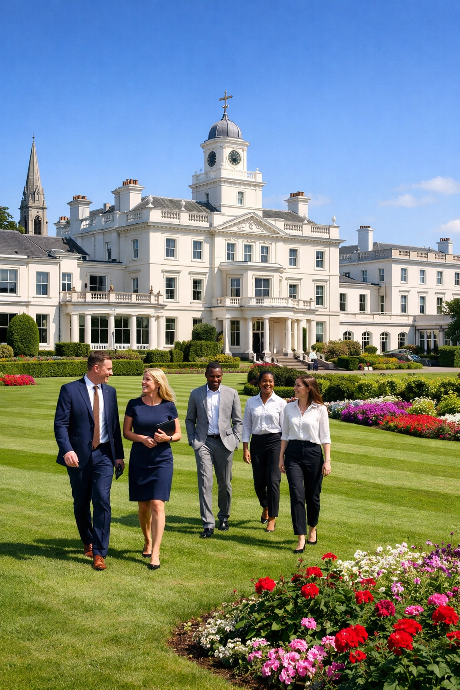 Professionals at De Vere Beaumont Estate for corporate team building in Windsor.