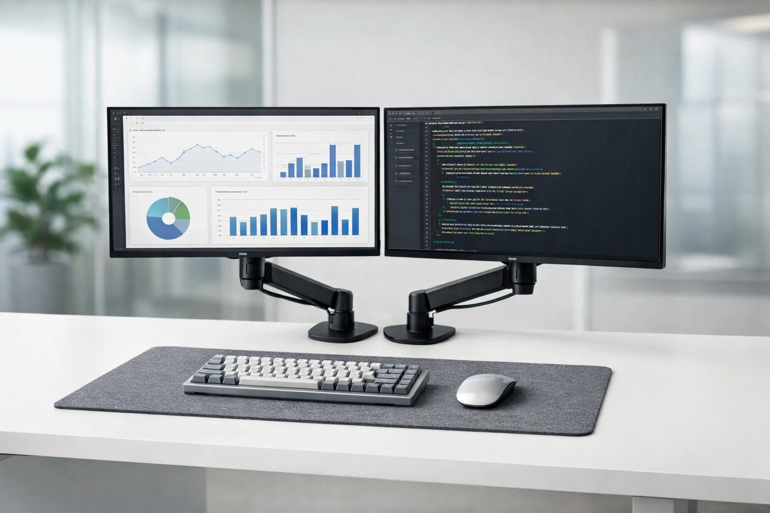 Modern dual-monitor workstation representing advanced tax software for high-volume Ohio ERO operations.