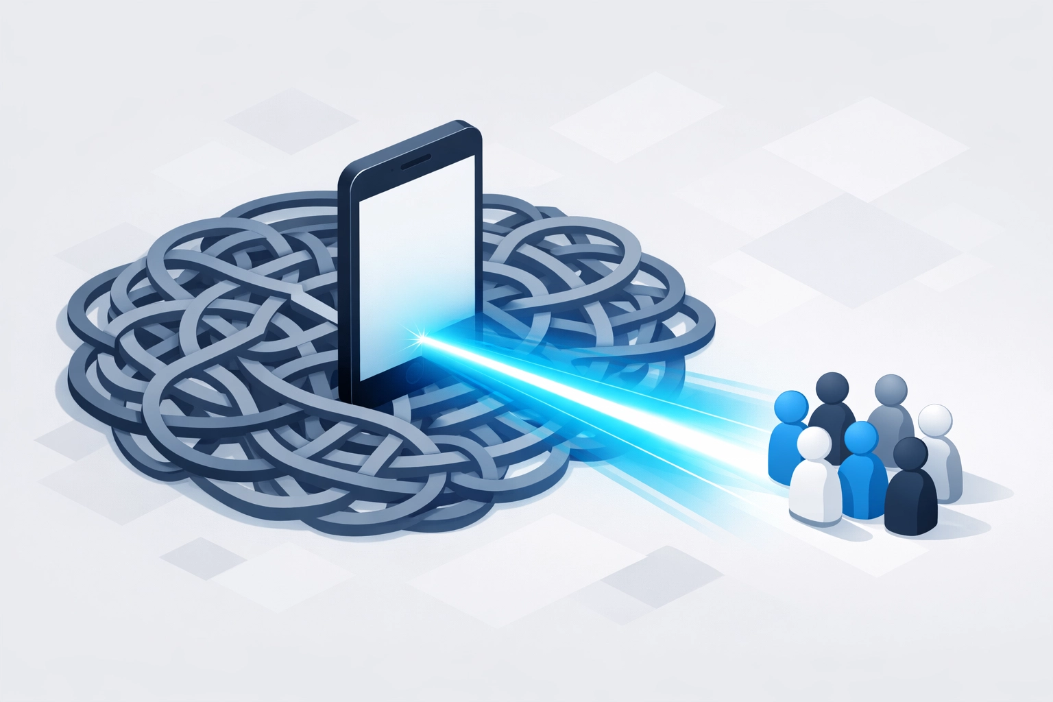 Smartphone content breaking through a digital maze to reach voters via a programmatic ad suite.