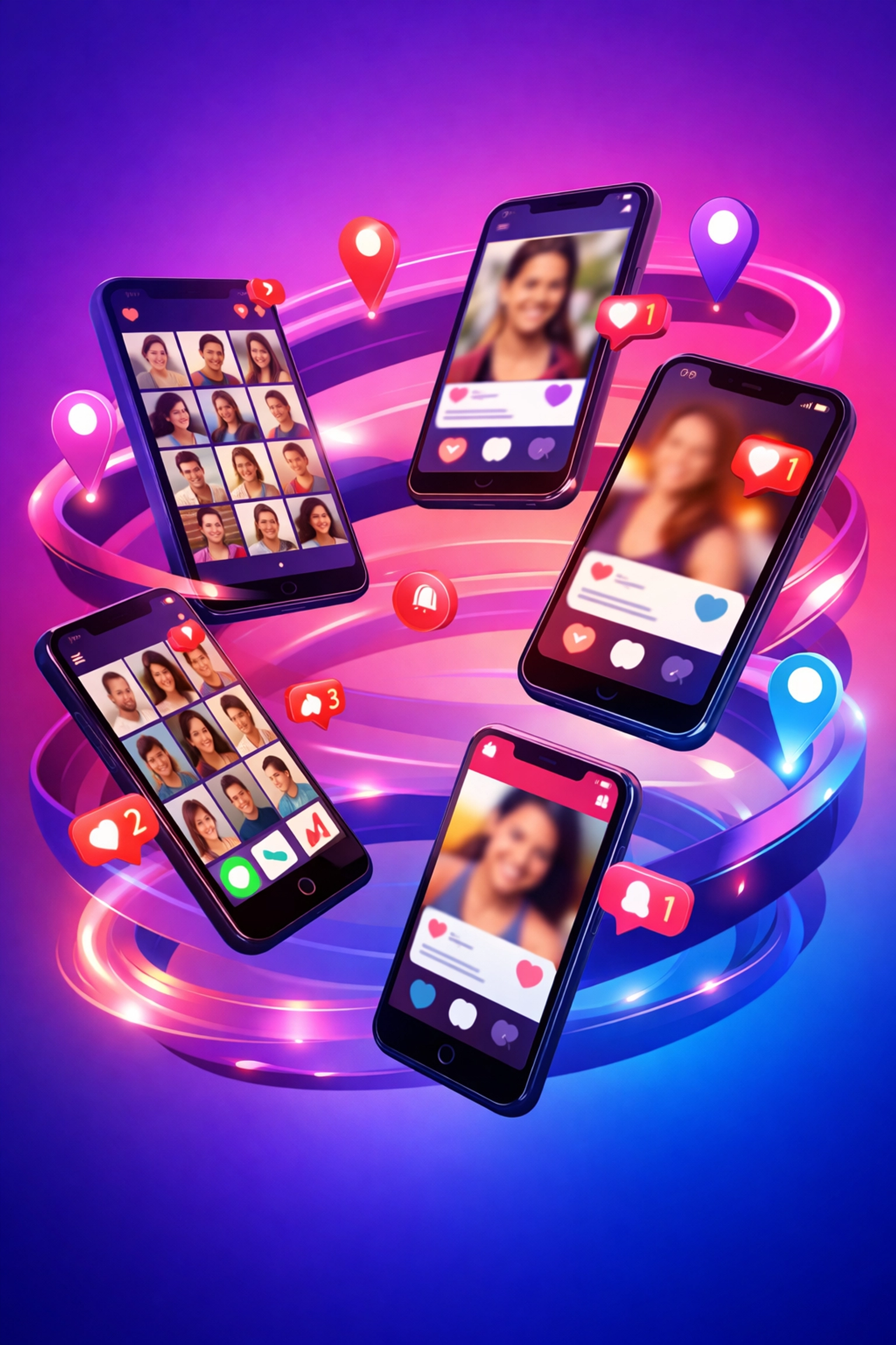 Modern gay dating apps displayed on smartphones with location-based matching features