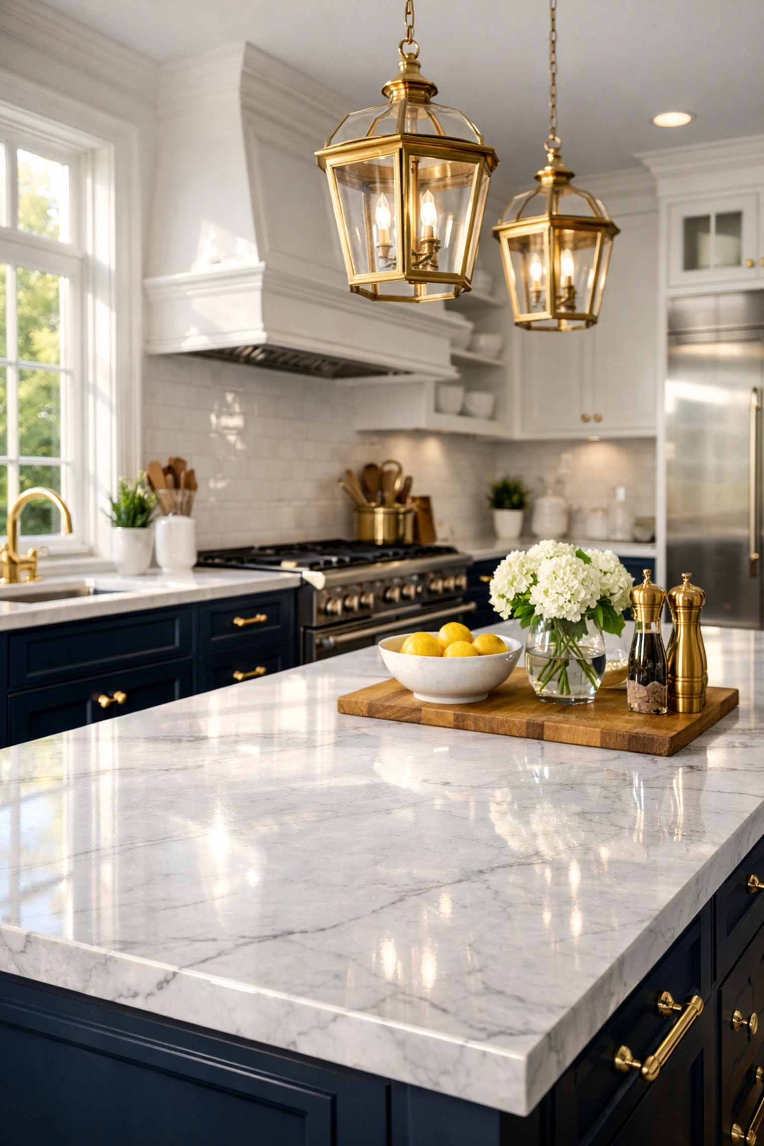 Pristine Sudbury kitchen with marble countertops showing Ninja-Level Clean Home precision.