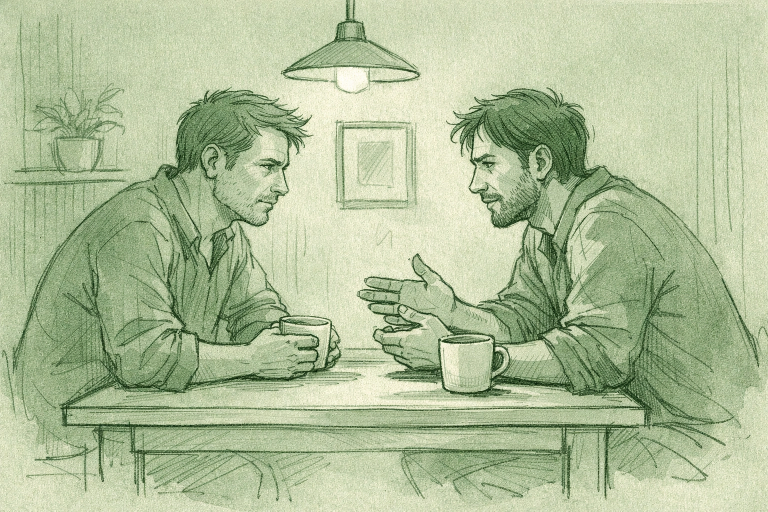 Gay couple in deep conversation demonstrating communication and intimacy in MM relationship