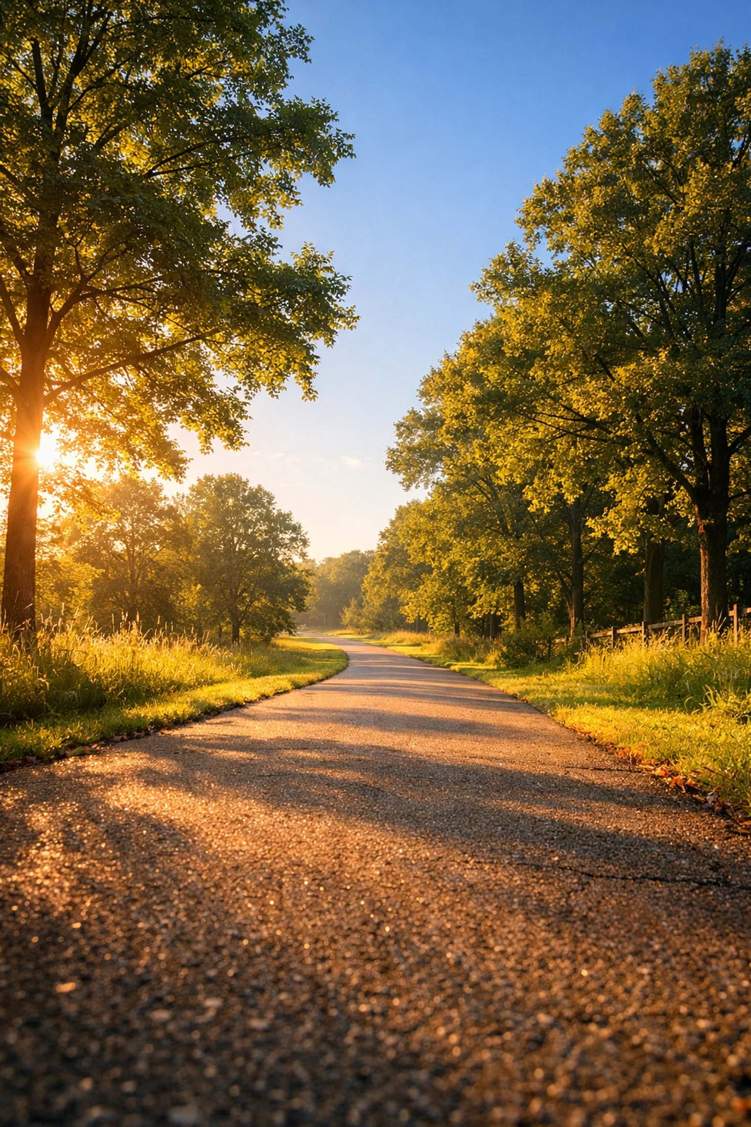 Peaceful sunlit path in an Indiana park representing new beginnings with a family law attorney.