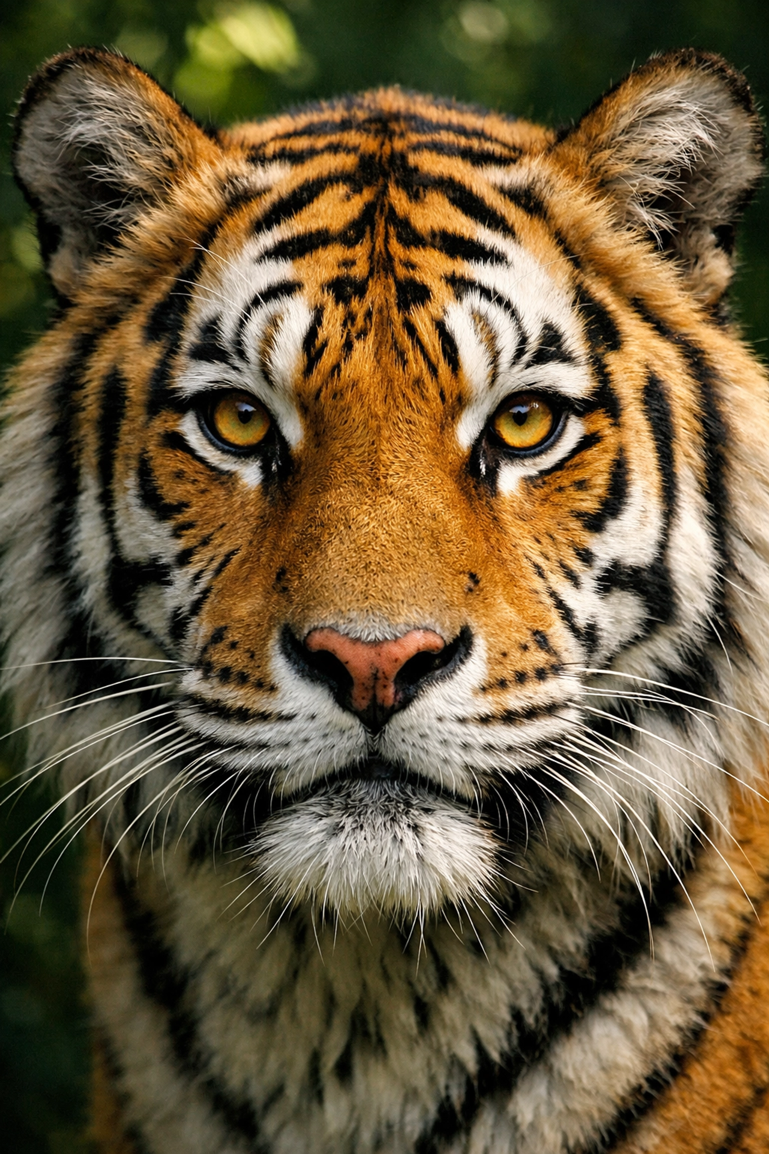 A tight-framed close-up of a Bengal tiger face, emphasizing detail for a professional zoo species spotlight.