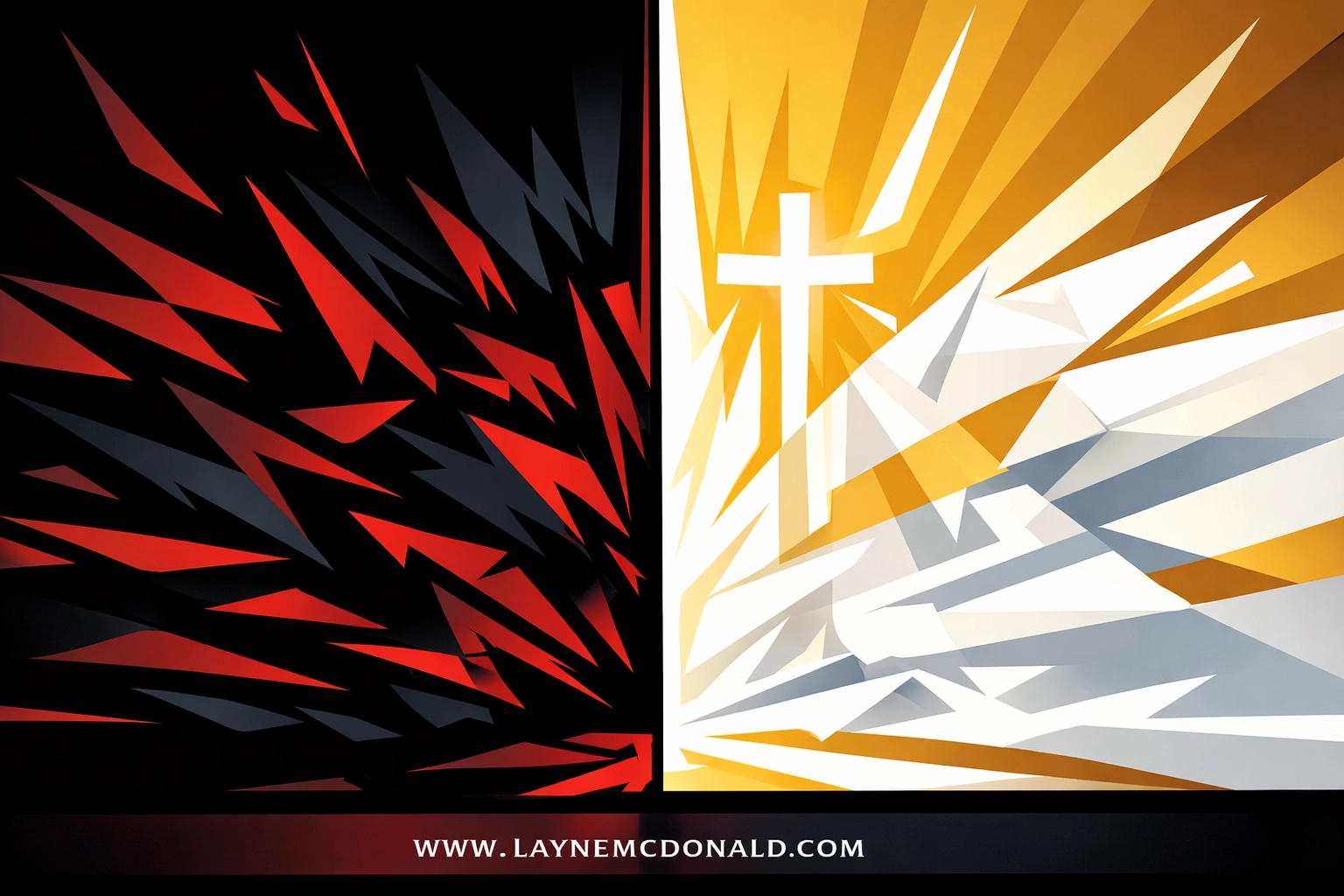 Spiritual warfare illustration depicting biblical battle between darkness and light forces