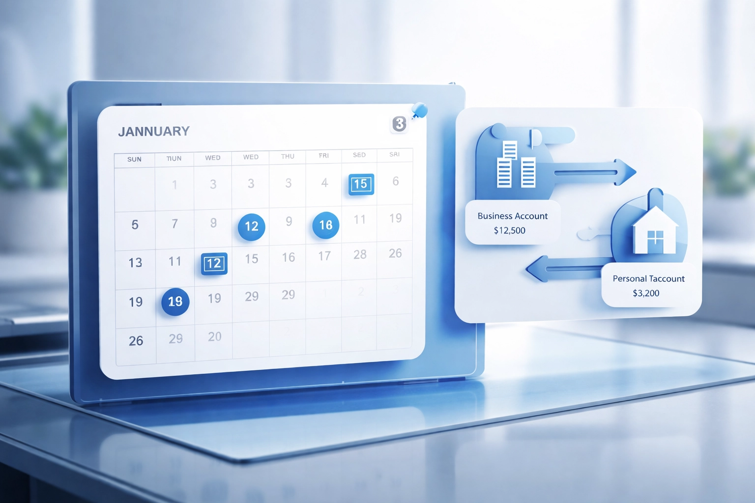 Calendar showing scheduled recurring owner salary transfers