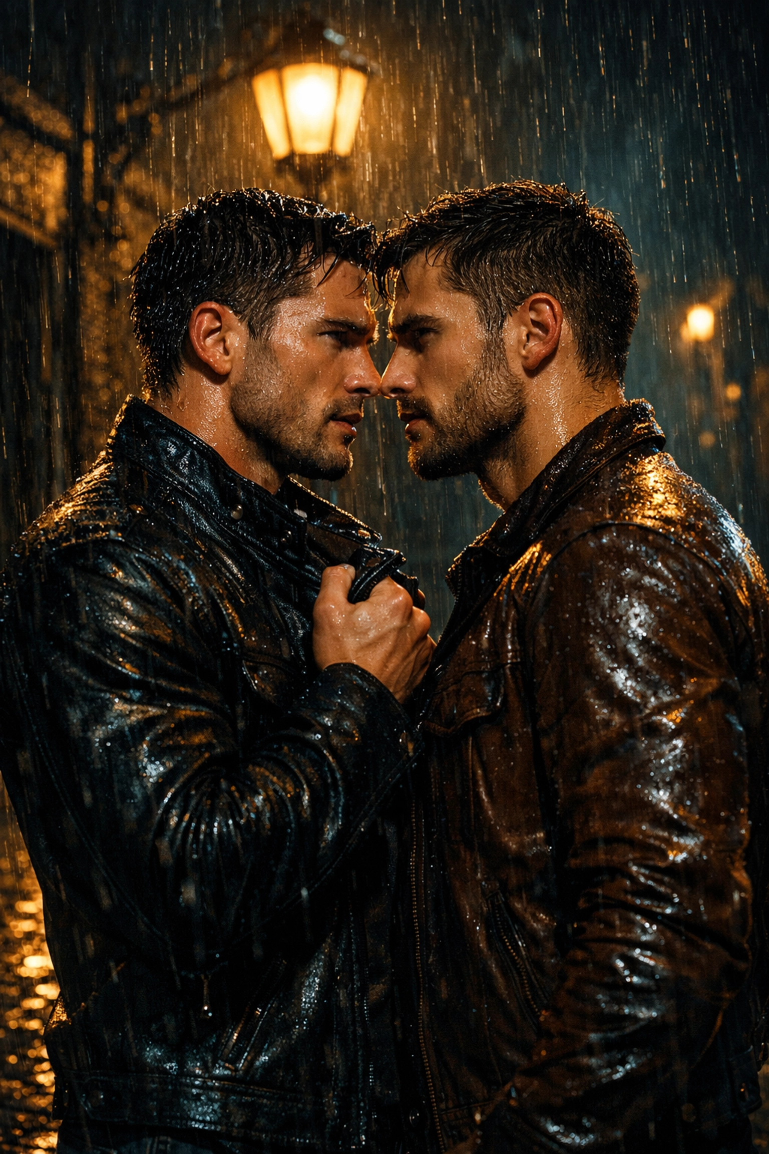 Intense enemies-to-lovers scene in the rain, showcasing popular spicy MM romance book tropes.