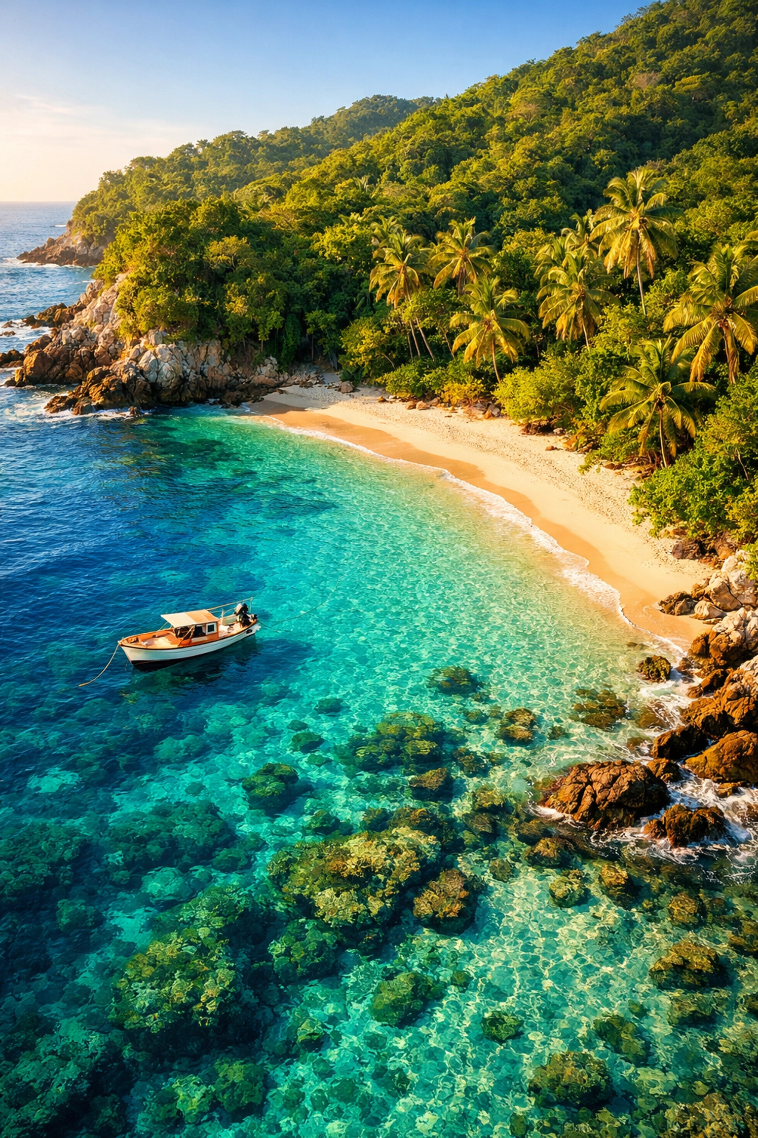 Secluded tropical cove near Puerto Vallarta with turquoise waters, perfect for romantic couples
