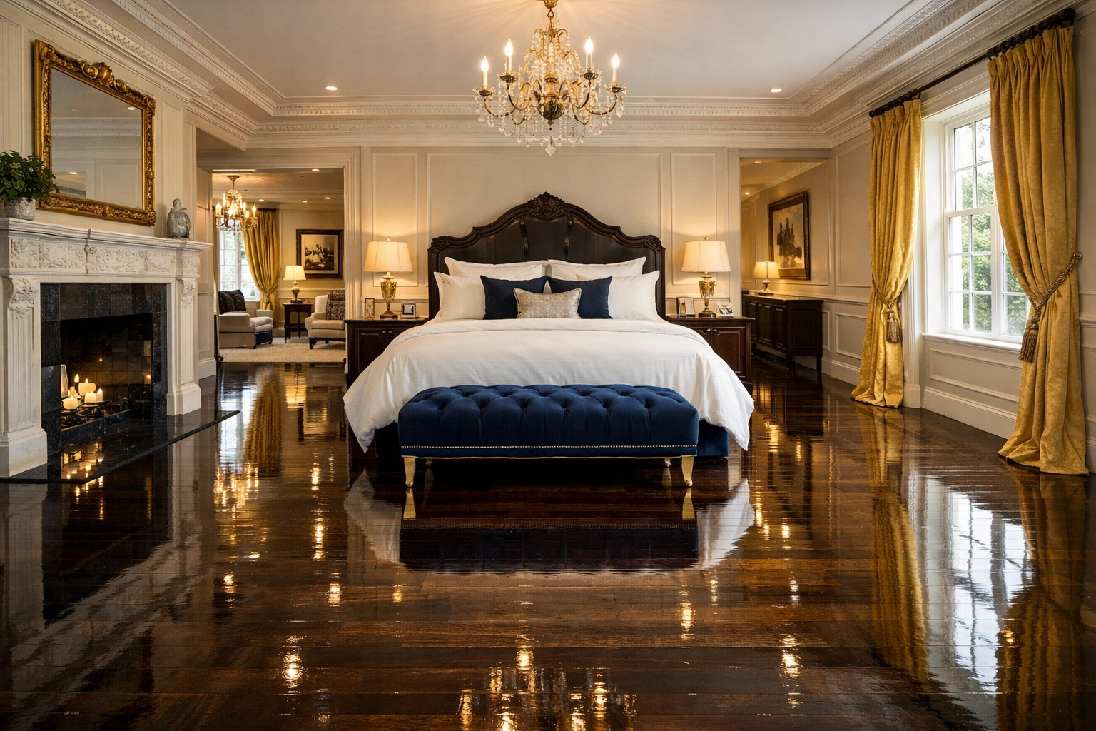 Spotless master bedroom in a historic home after a deep house cleaning Ashburnham MA.
