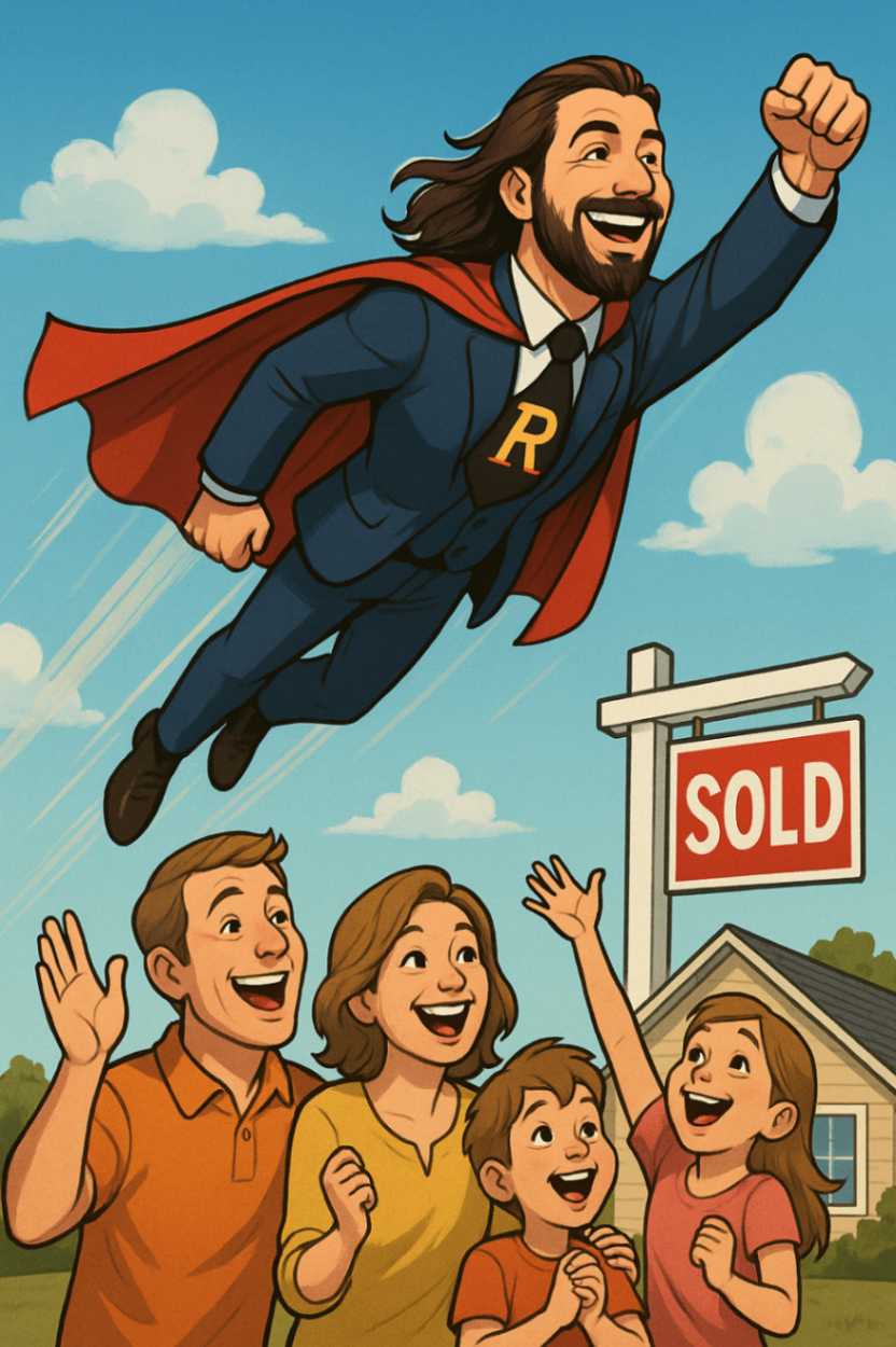 Superhero Real Estate Agent Cartoon