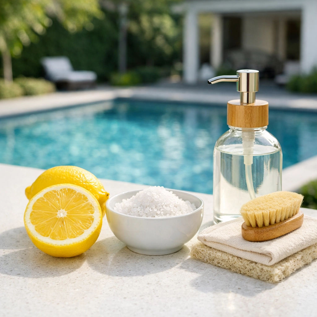 Eco-friendly cleaning alternatives featuring fresh lemon and sea salt for a natural grill scrub.
