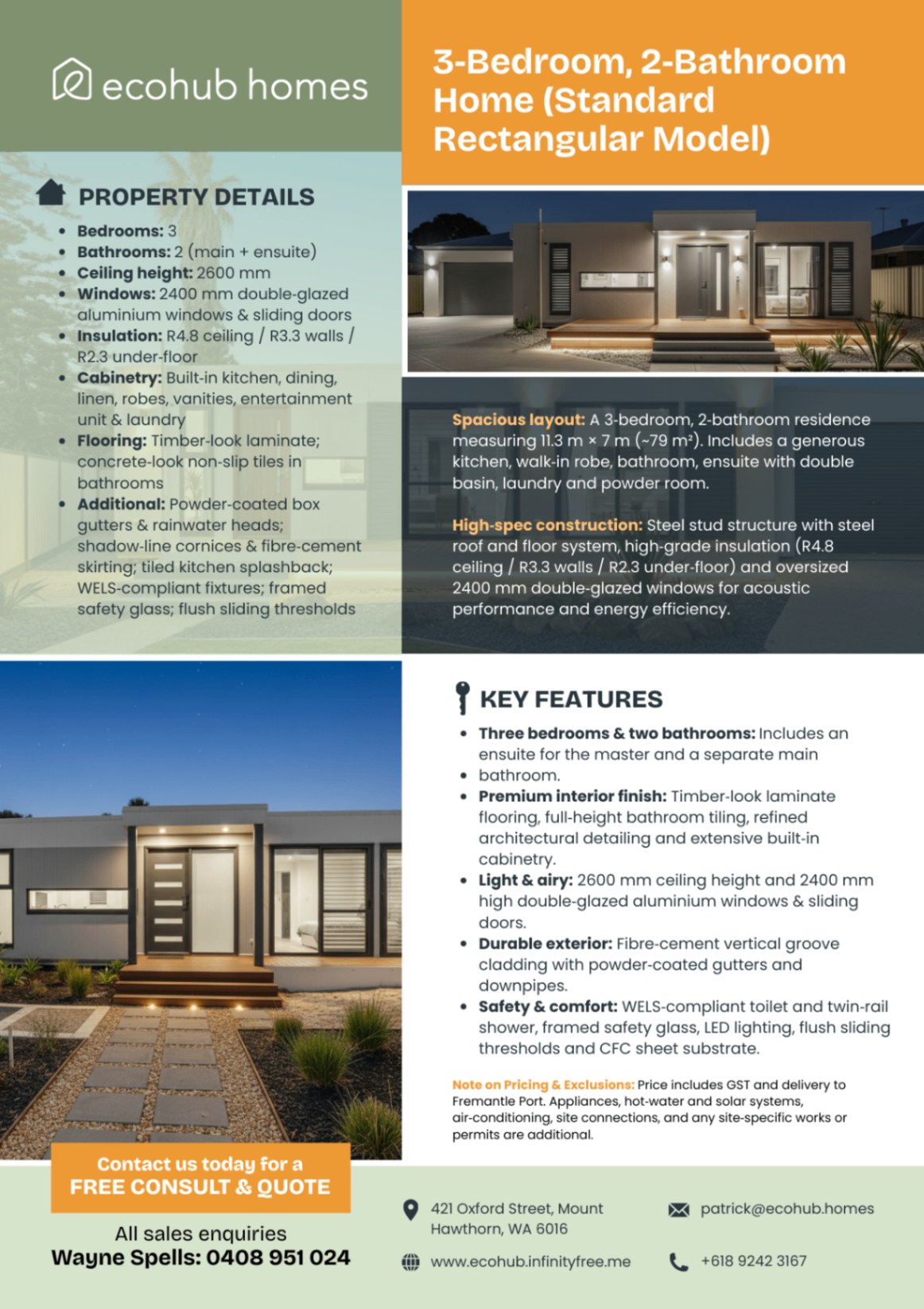 EcoHub Homes 3-Bedroom 2-Bathroom Modular Home