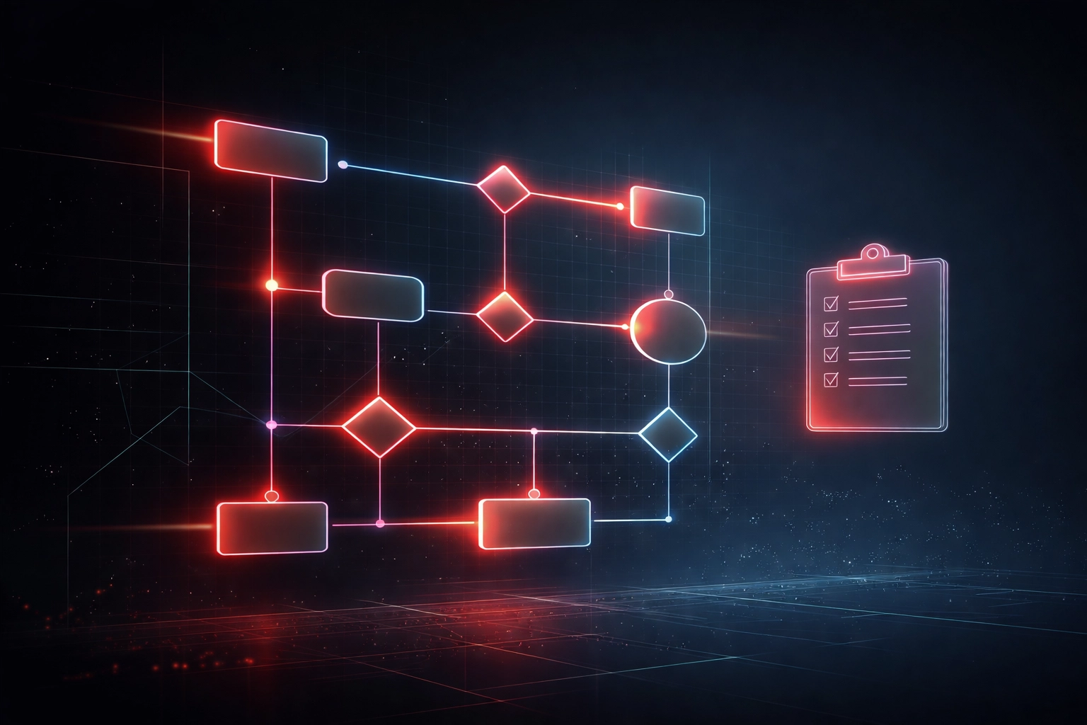 Minimalist flowchart visualizing workflow automation and process documentation for small businesses