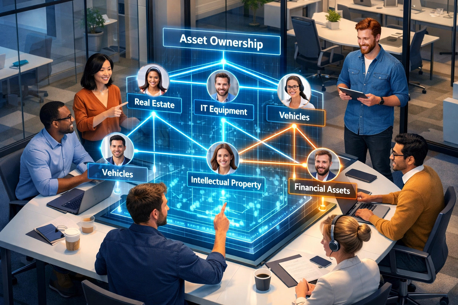 ServiceNow ITAM compliance dashboard showing team collaboration and role-based asset ownership