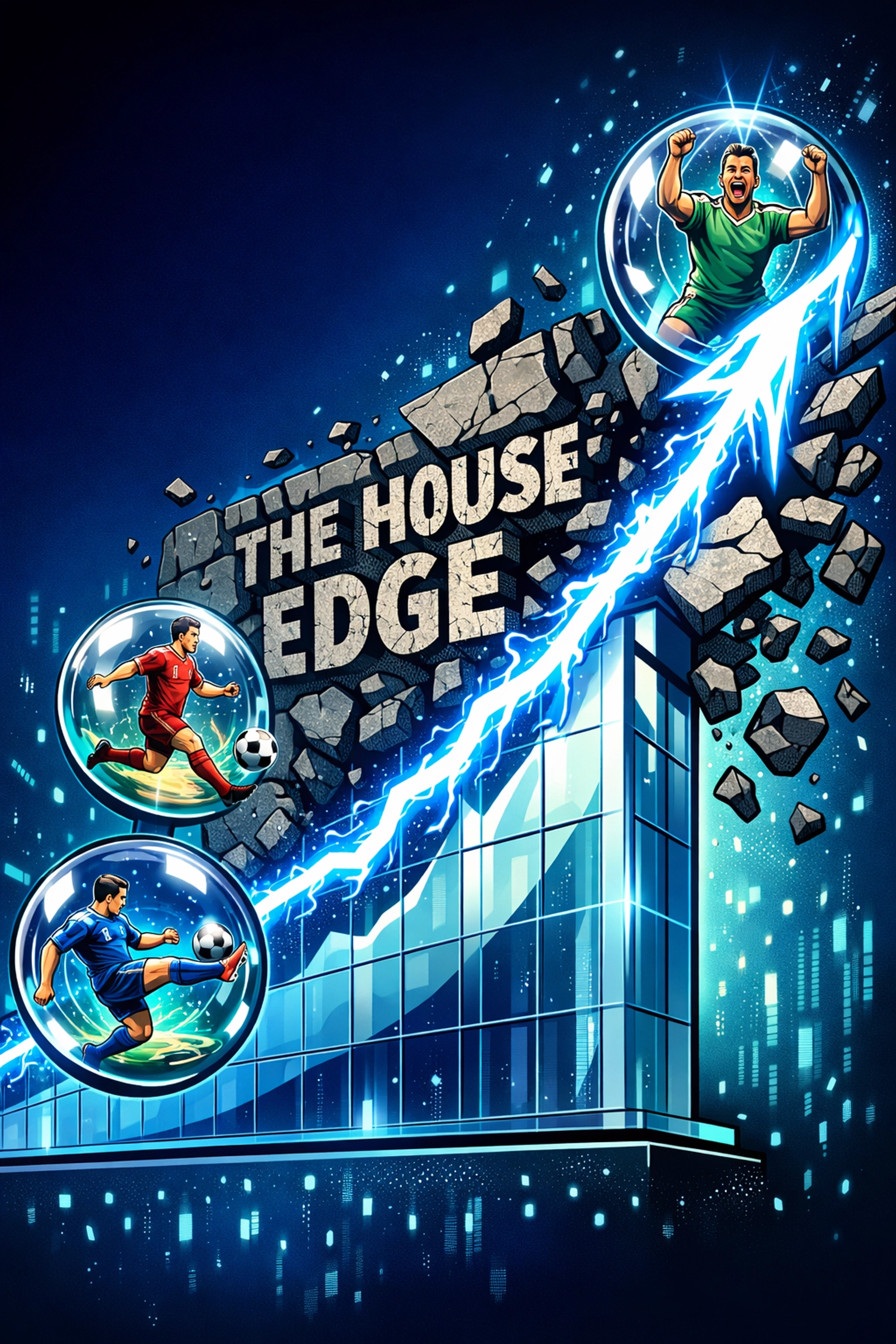 A rising financial graph shattering the house edge, illustrating high returns on player token investments.