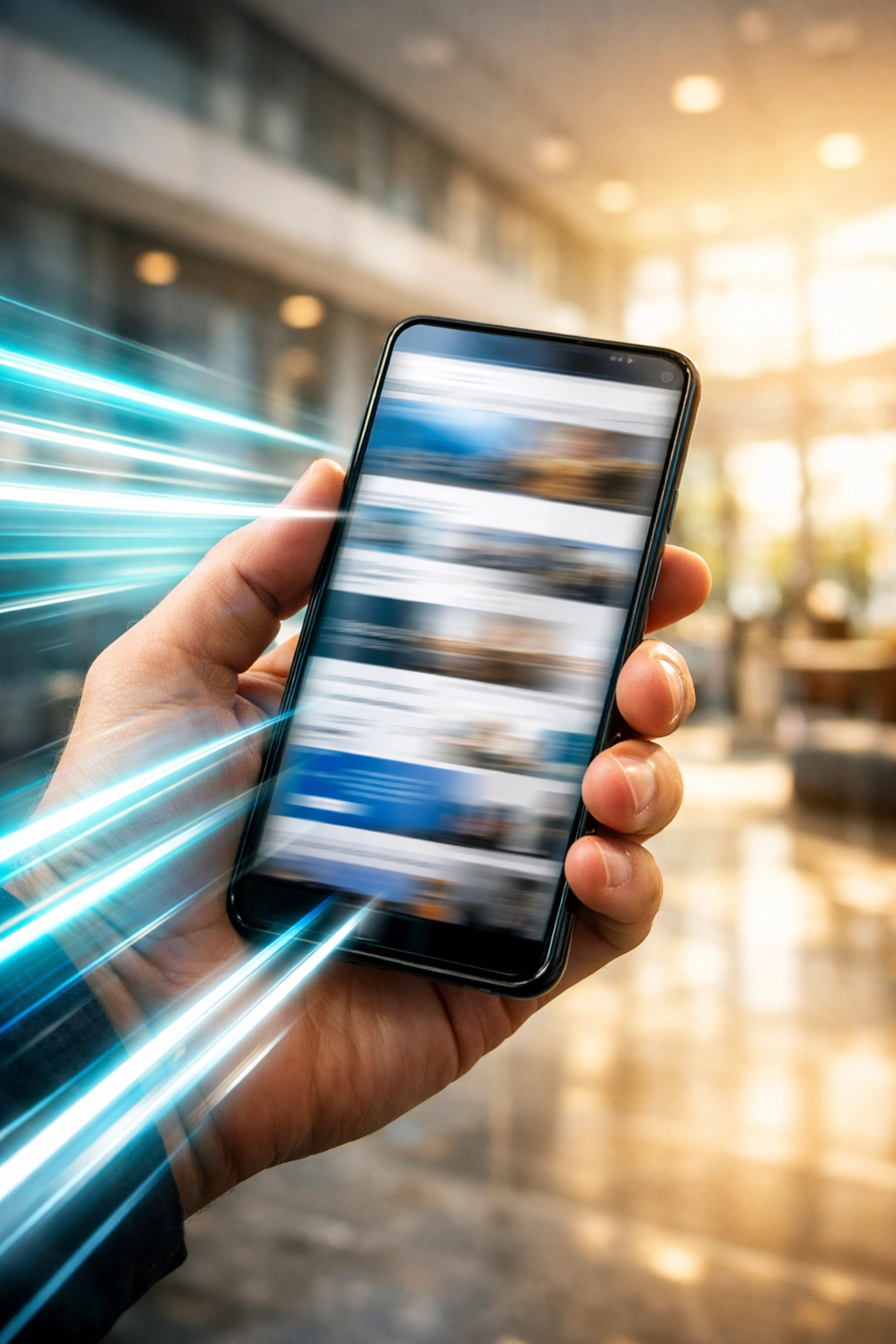 Fast mobile browsing on a smartphone illustrating professional web design and high-speed user experience.