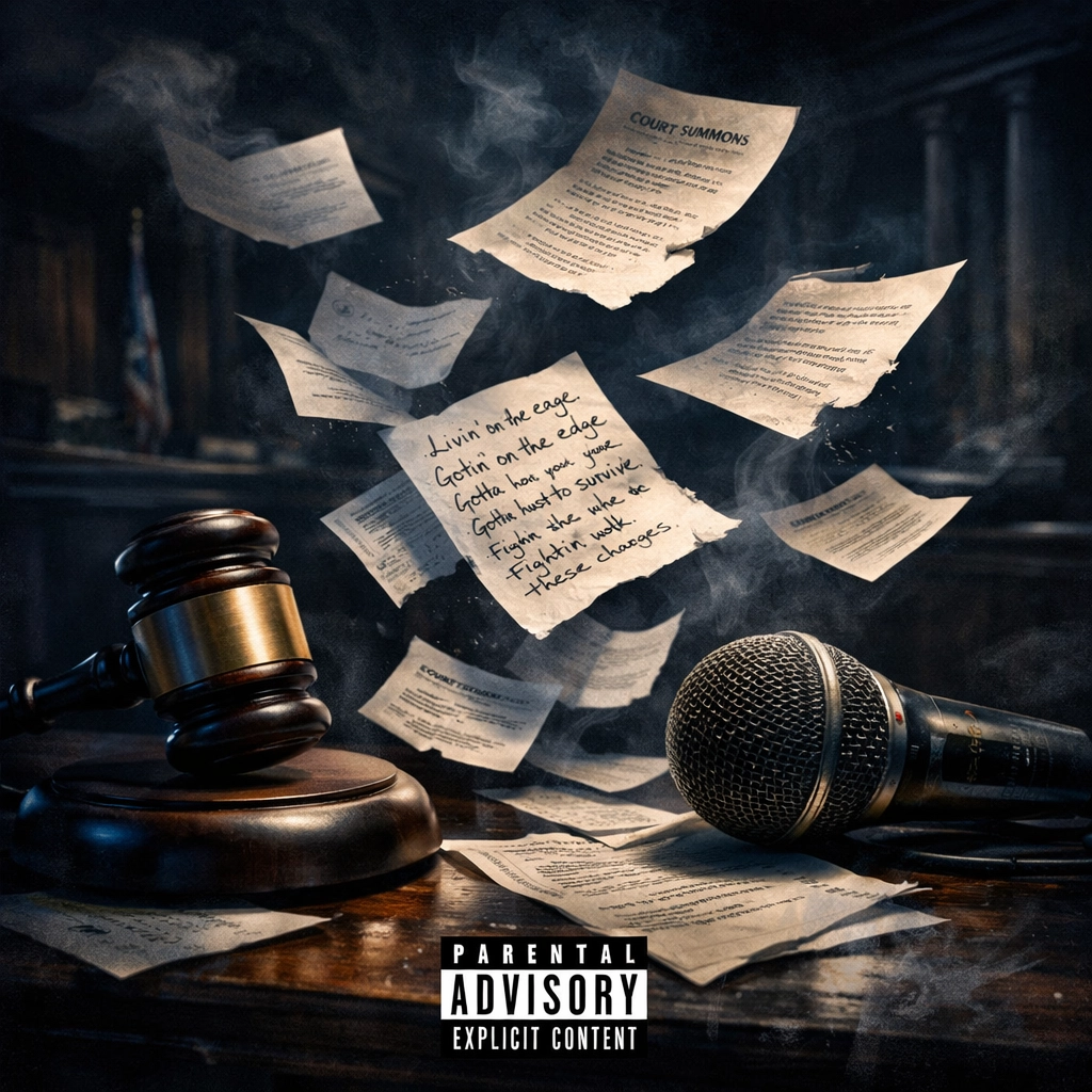Courtroom gavel and microphone symbolizing hip-hop legal issues and snitch culture shift