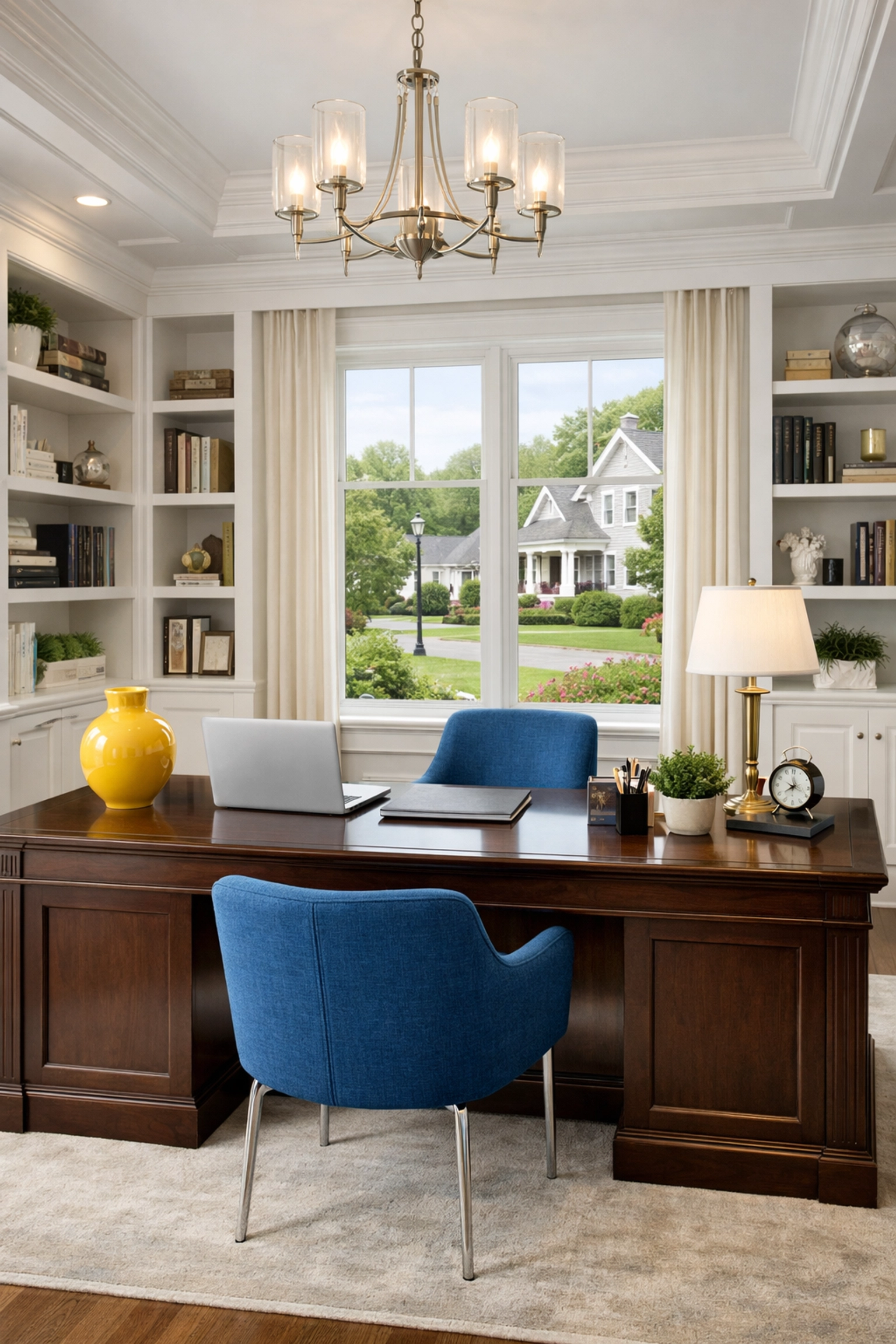 Impeccably organized home office in Westford featuring professional house cleaning and maintenance services.