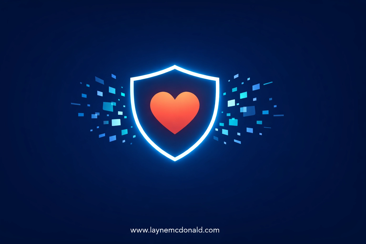 Protective shield guarding a child's heart from digital noise, symbolizing family safety guardrails. www.laynemcdonald.com