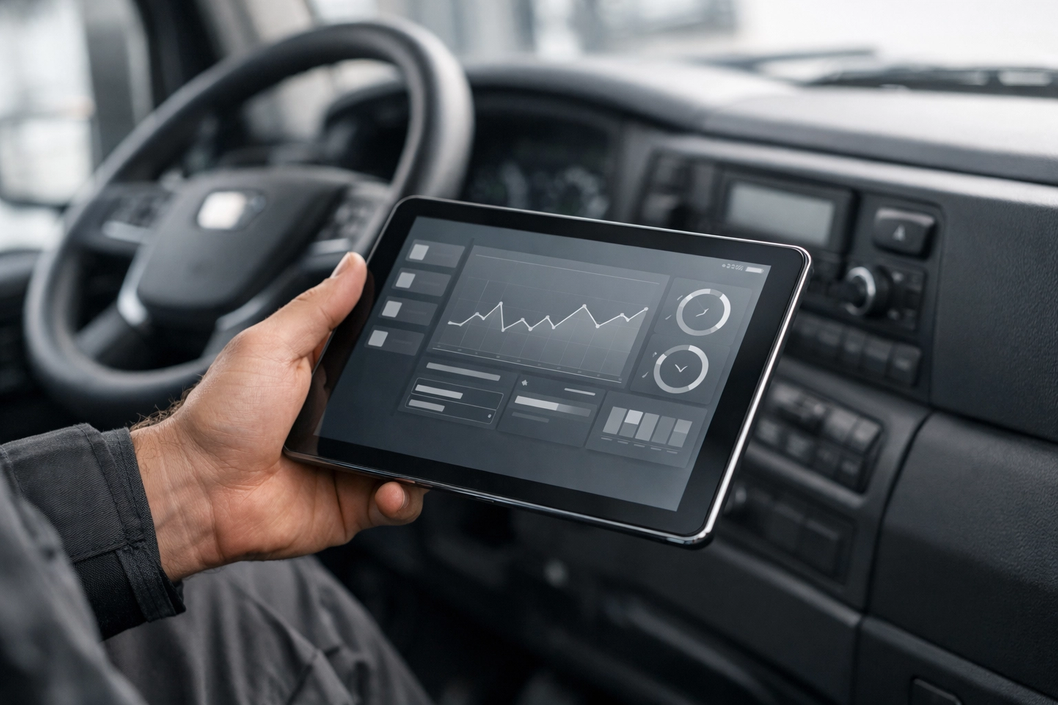 Mobile mechanic using a digital tablet for efficient field invoicing and payment collection.