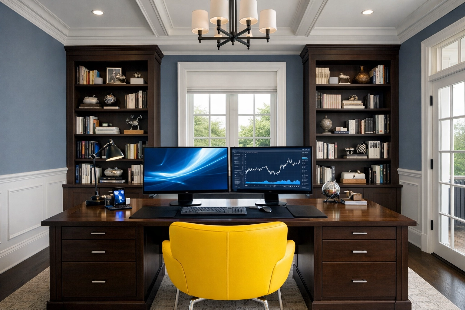 Meticulously detailed home office in a Foxborough estate cleaned by a professional house cleaning service.