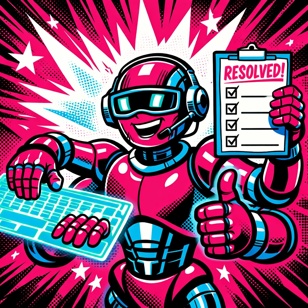 Helpful AI robot with many arms to automate customer support and admin tasks for business.