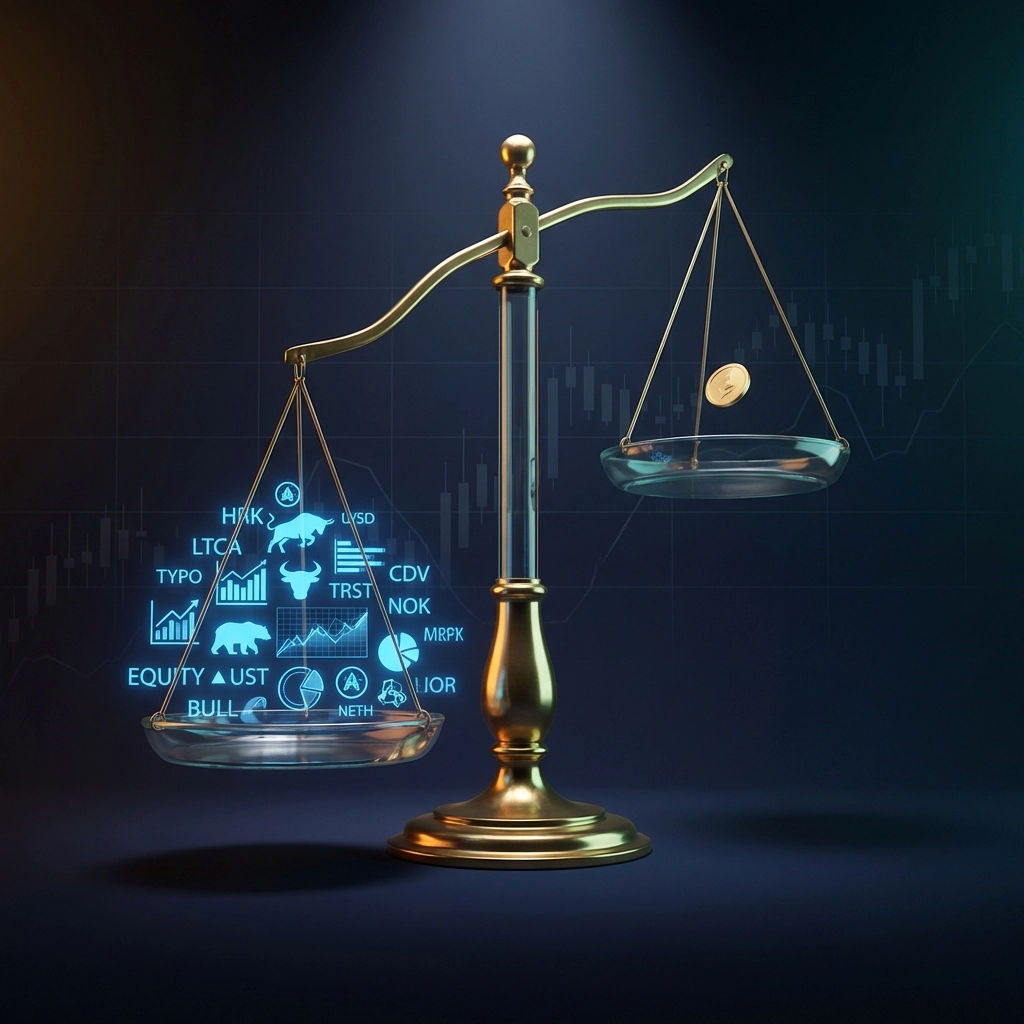 An unbalanced gold and glass scale representing portfolio risk and concentrated equity holdings in 2026 investing.