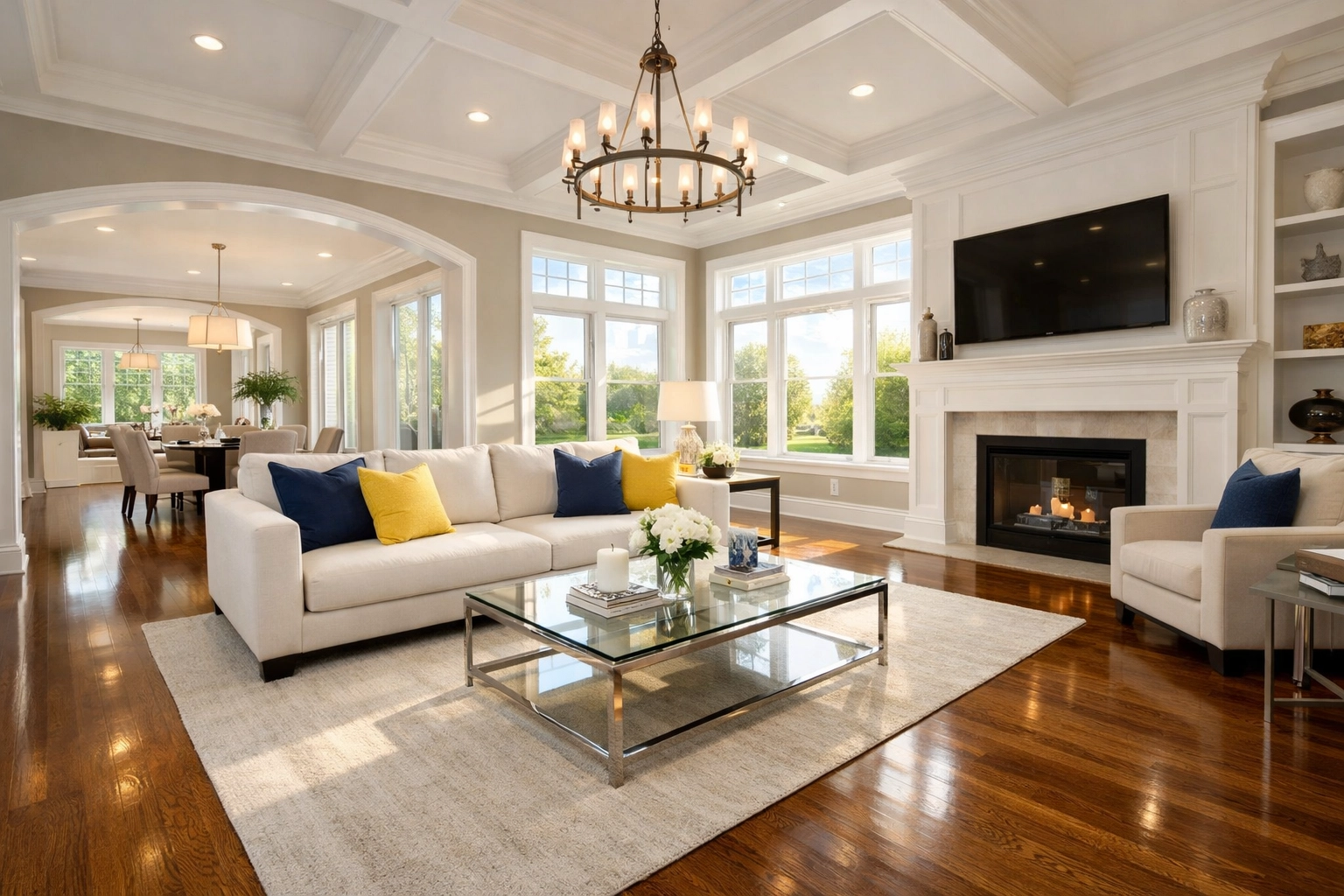 A sparkling clean living room in a Worcester home after a professional house cleaning Worcester MA session.