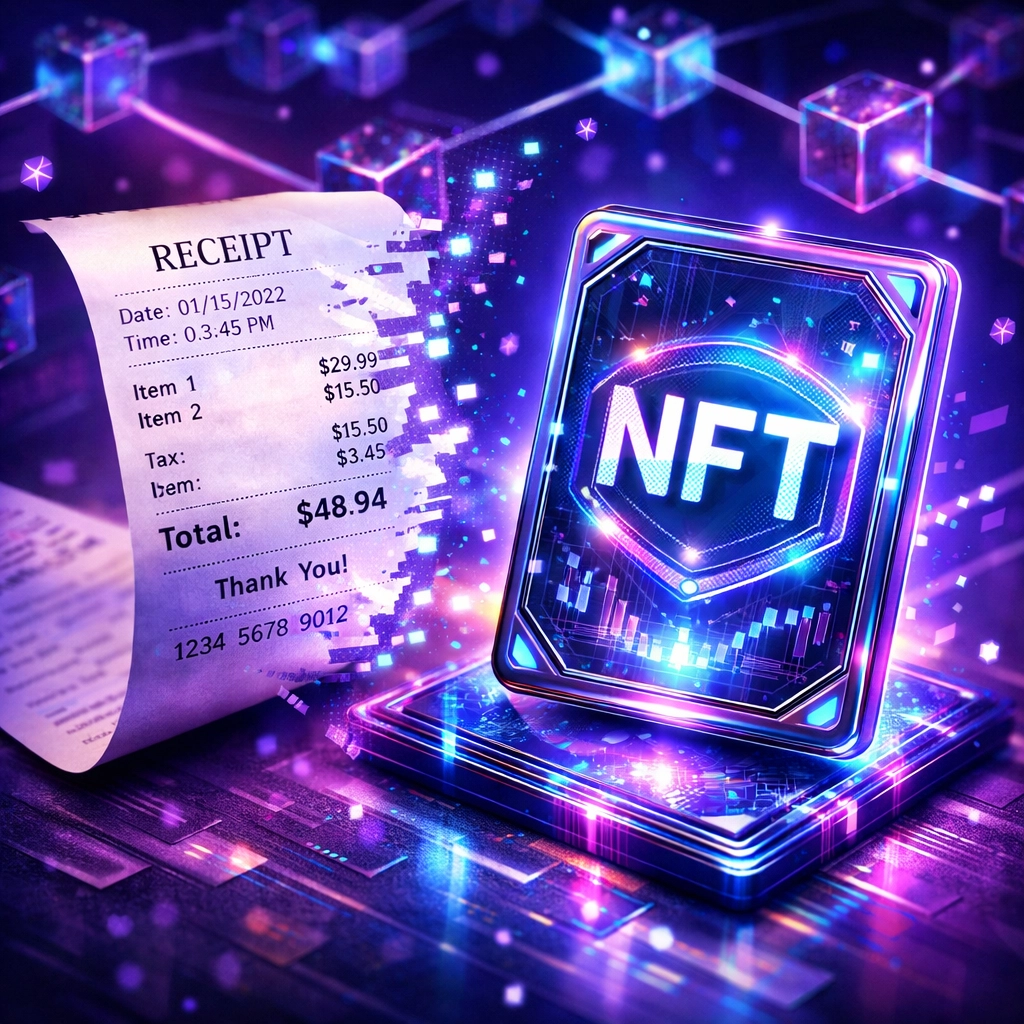 NFT receipt blockchain verification for crypto merchant accounting and audit trails