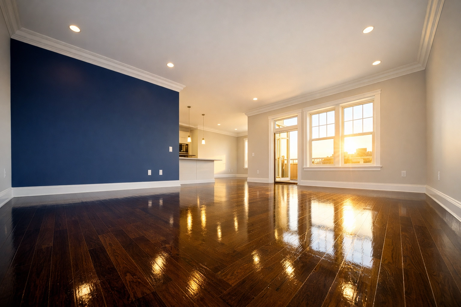 Professionally cleaned empty apartment in Framingham featuring polished hardwood floors and a move-in ready look.