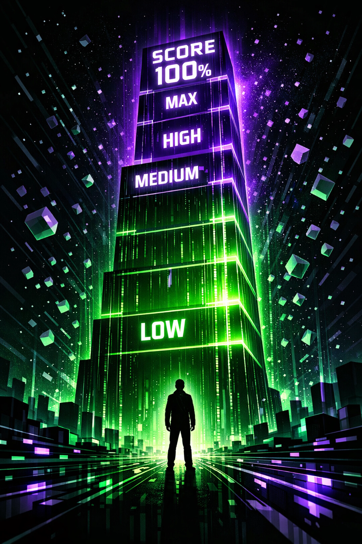 A digital industry readiness score meter highlighting a student's career preparation and job skills.