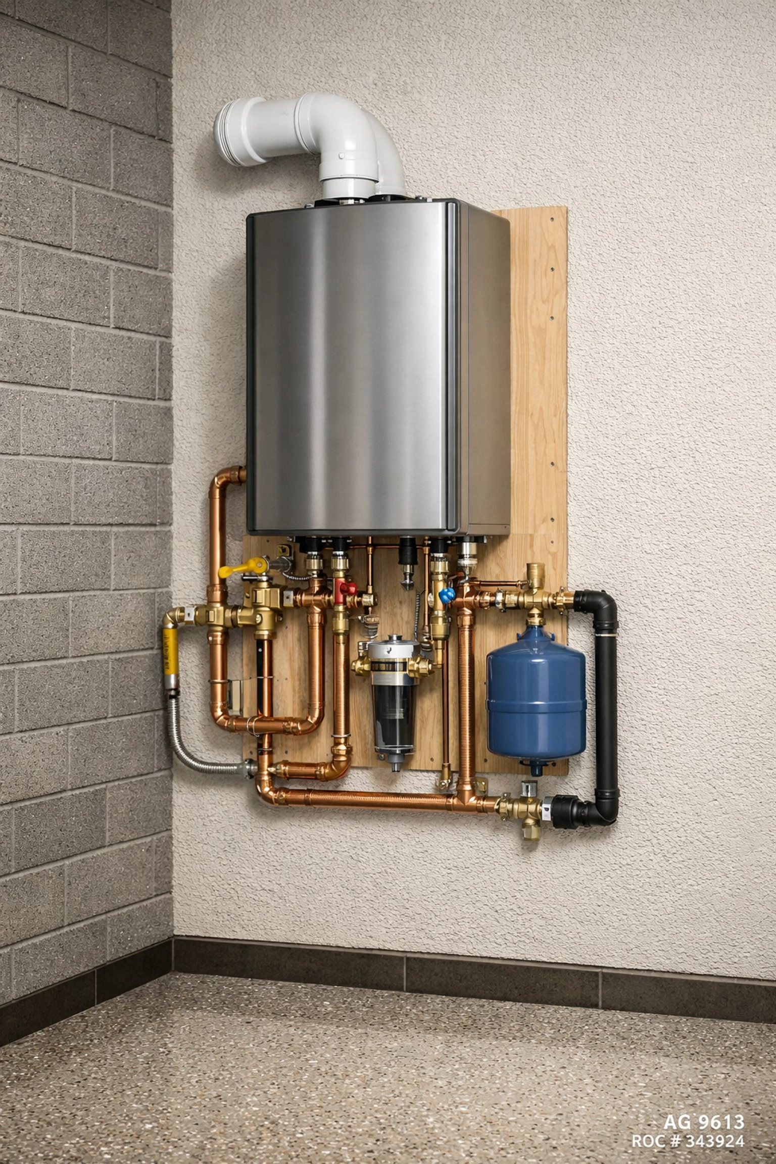 Professional tankless water heater installation in a Chandler home, Ocotillo neighborhood.