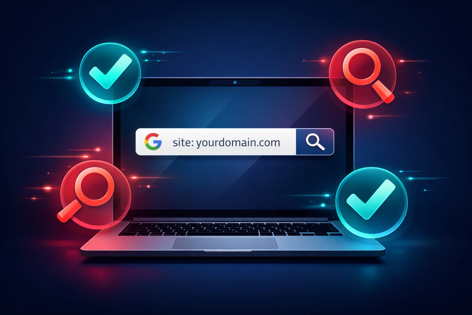 Google search bar showing site:domain.com command to check if website is indexed