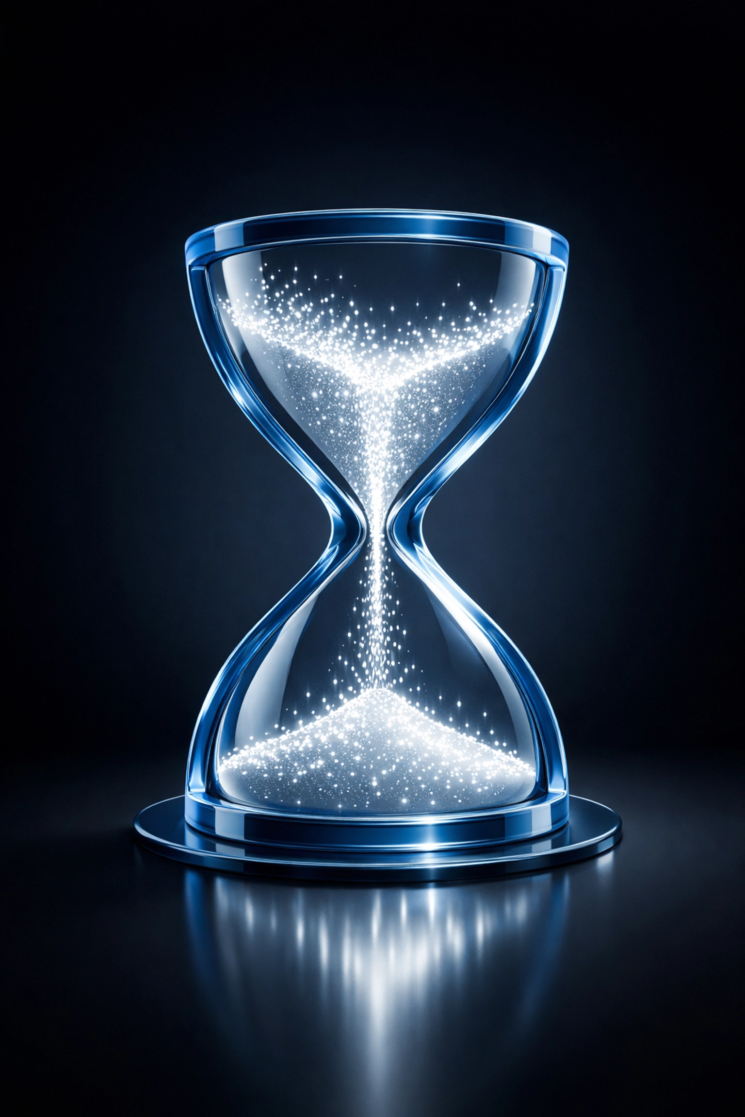 Digital hourglass showing the conversion of manual labor into high-value time savings and operational ROI.