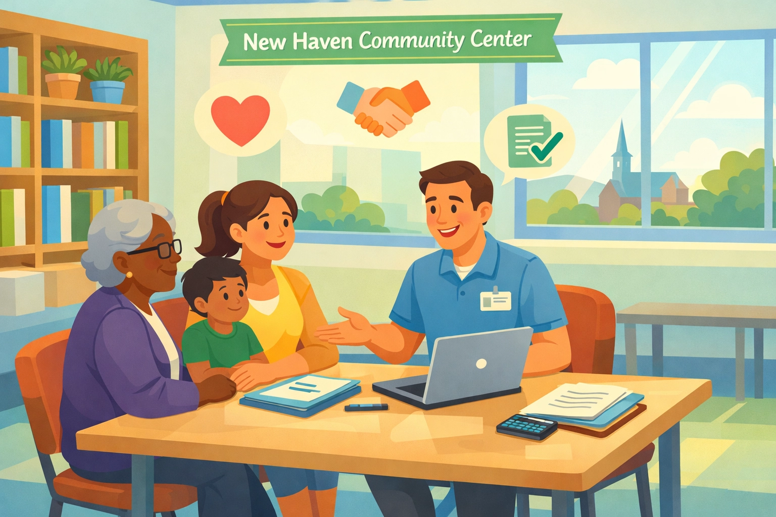 Professional tax preparer helping New Haven family with tax return preparation