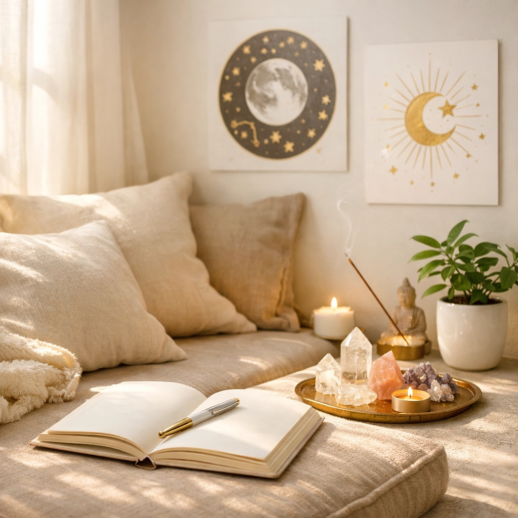 Serene meditation space for developing psychic abilities and spiritual intuition