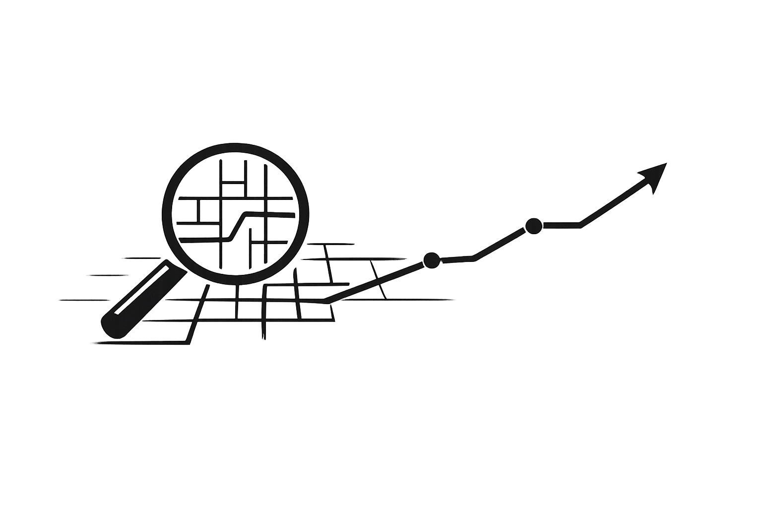 Magnifying glass and upward trend line showing strategic analysis for the Portland housing market 2026.